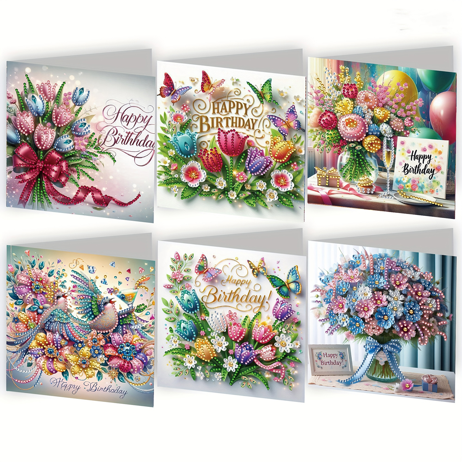 DIY Diamond Painting Kit Birthday Card Kit, Unique Flower Pattern Design, Rhinestone Diamond Painting Art Mosaic Postcards, Holiday Greeting Cards Perfect For Families, Friends, And Lovers, H