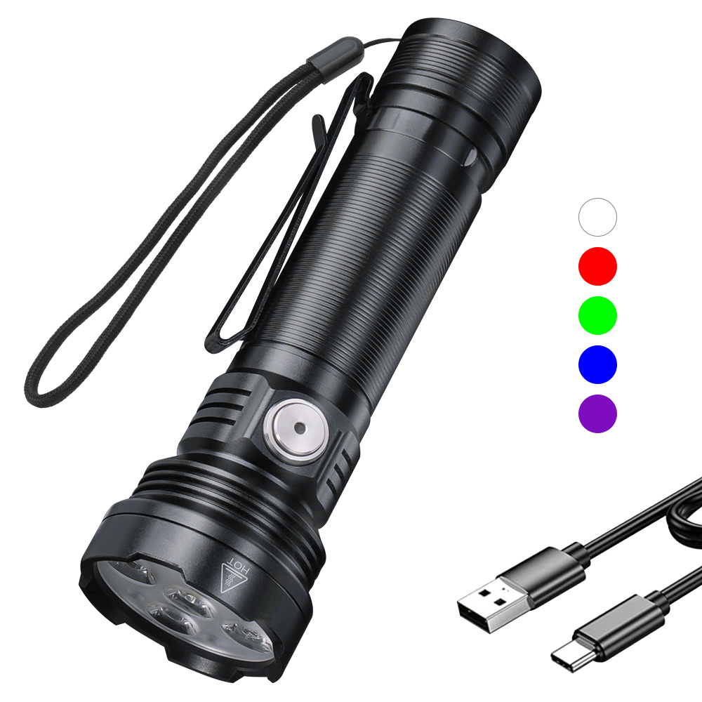 2 1Pack 1200000lm LED Flashlight USB Rechargeable Super Bright Torch Lamp Light