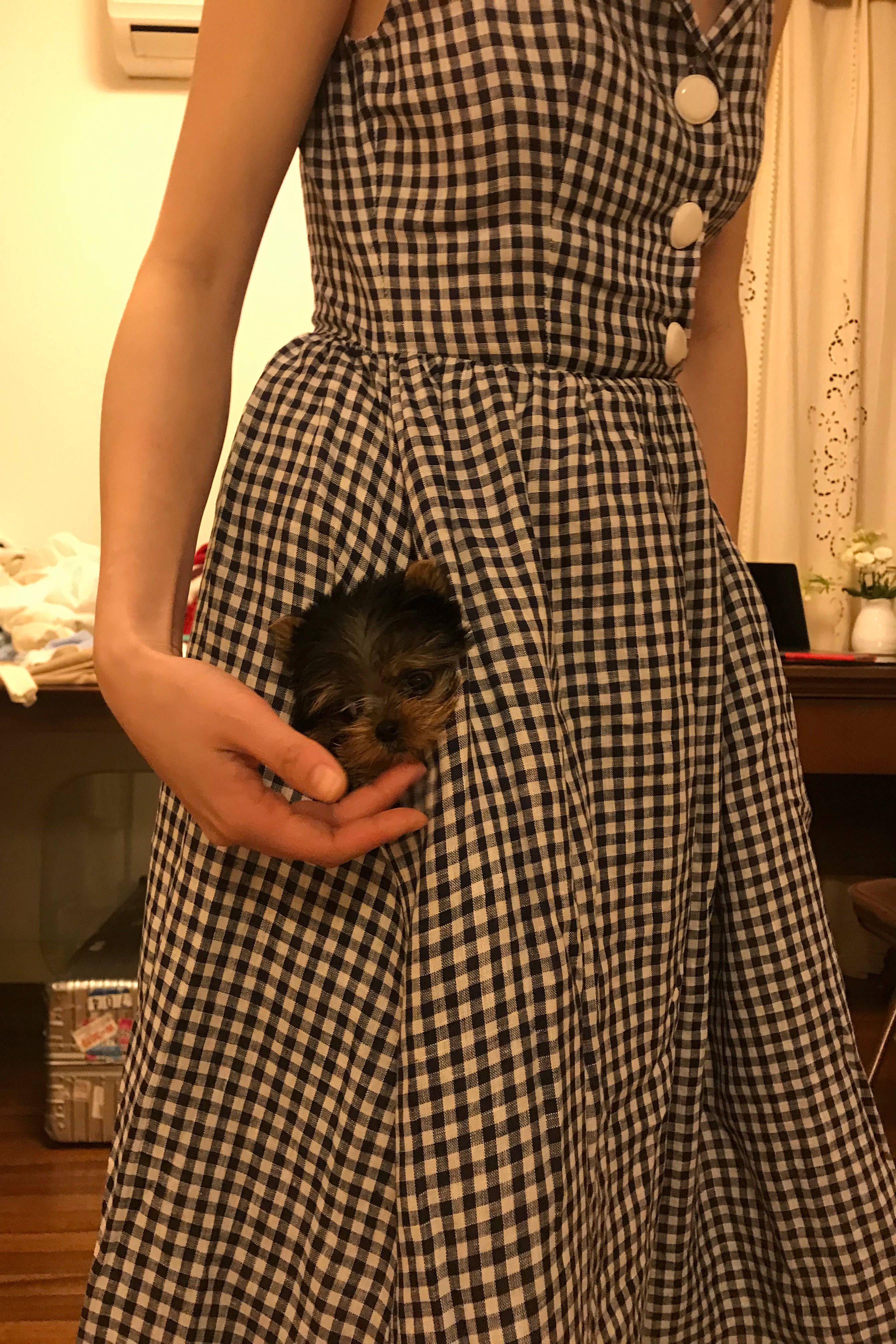 Vintage Ladies Sleeveless Lapel Shirt Swing Dress