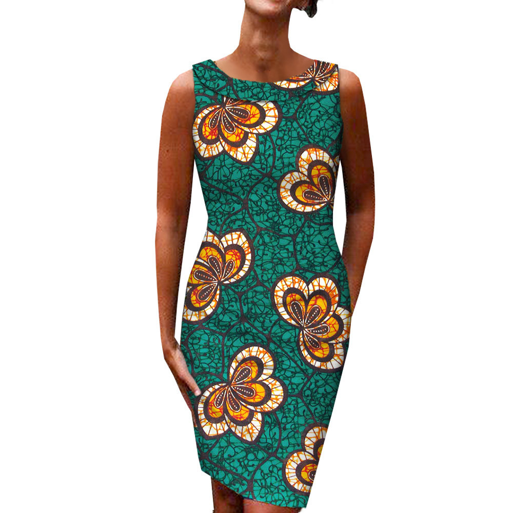 Ethnic Dress Printing Batik Cotton Ladies Plus Size Dress