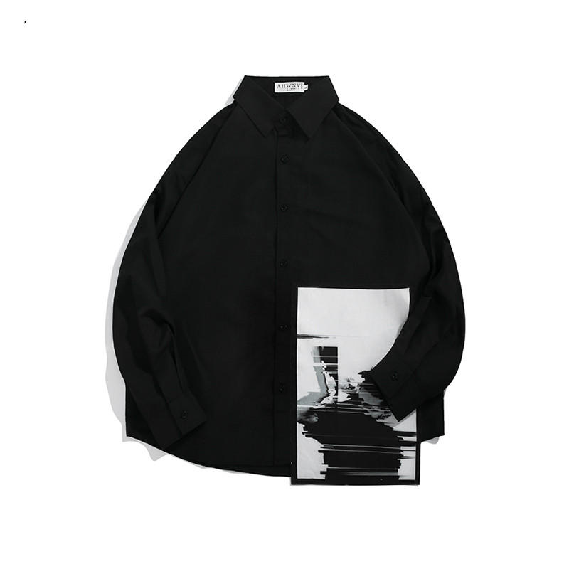 قميص شبابي كاجوال فضفاض بتصميم هونغ كونغ