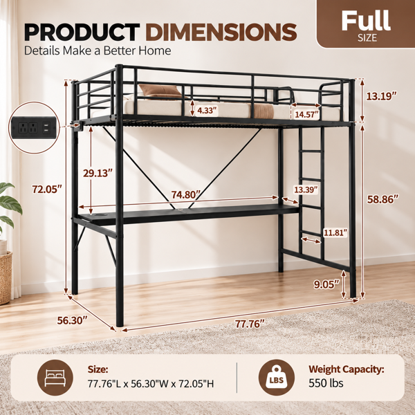 Full Size Metal Loft Bed, picture 4 of 4