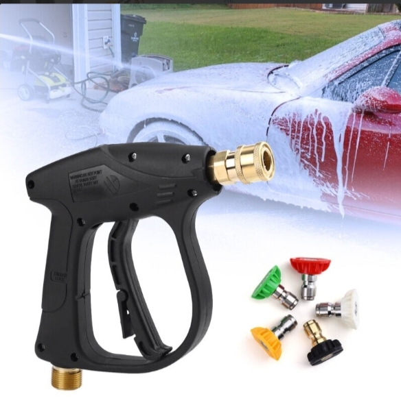Short Wand High Pressure Car Wash Gun Heavy-Duty Brass Connector Power Washer thumbnail 2