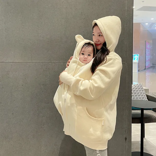 All in one Women's Sweater Large Windproof Parent child Autumn And Winter Khaki - Shop at LoveMi