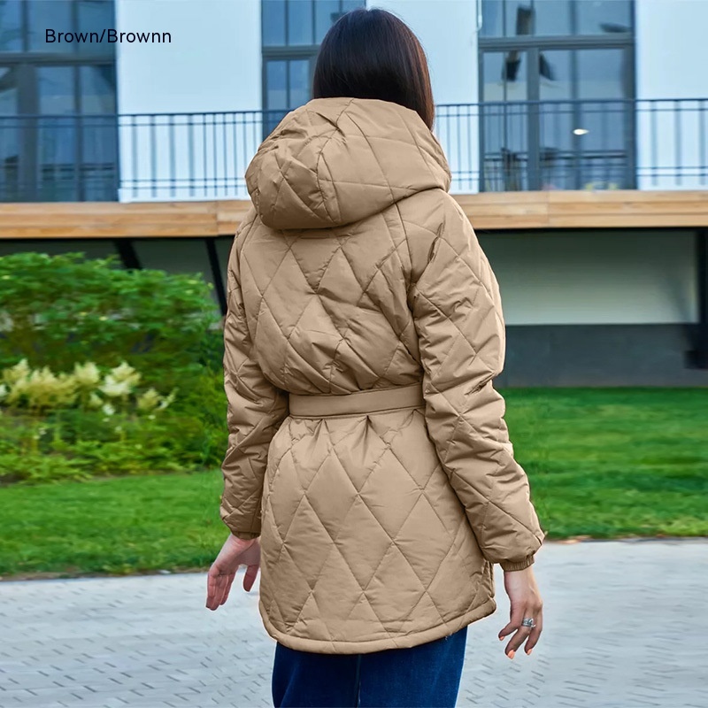 Plaid Slim Fit Baseball Cotton padded Jacket Coffee - Shop at LoveMi