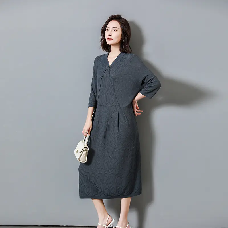 Artistic Women's Short Sleeve Linen Dress