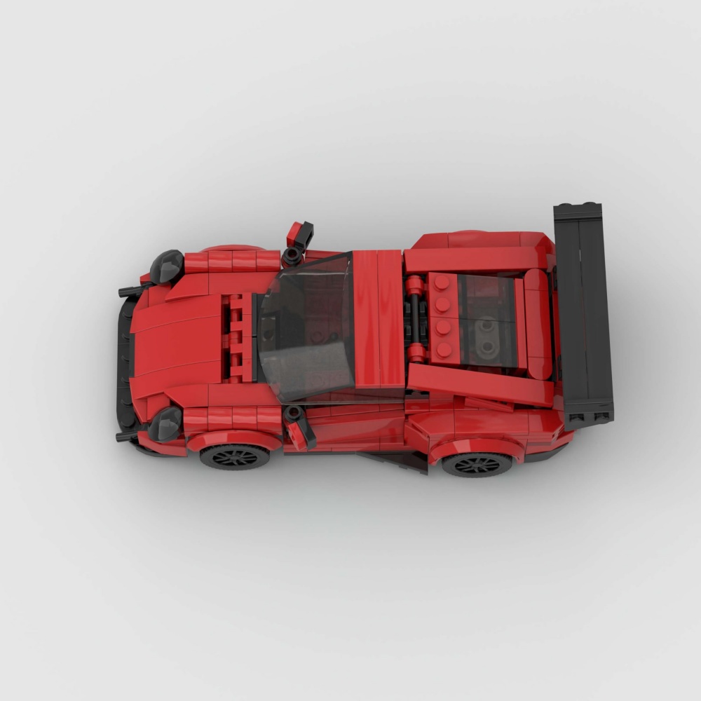 374PCS Red Sports Car MOC Building Blocks Porsche 911GT3 RS 2