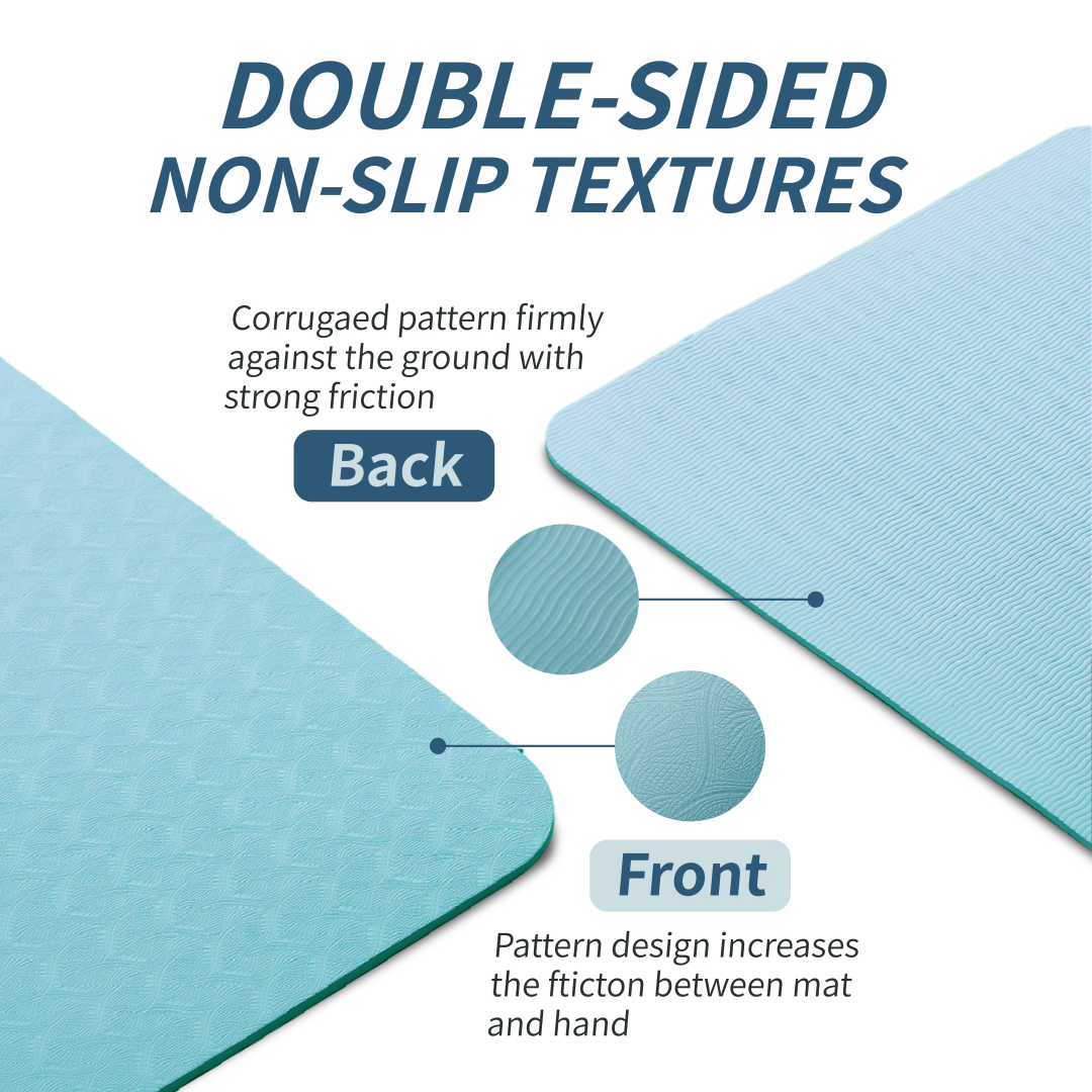 Yoga Mat, Exercise Yoga Mat With Non-Slip Design, Professional TPE Exericise Mat, 72 X 24 Multi-Purpose Workout Mat For Women, Pilates Fitness And Floor Exercises