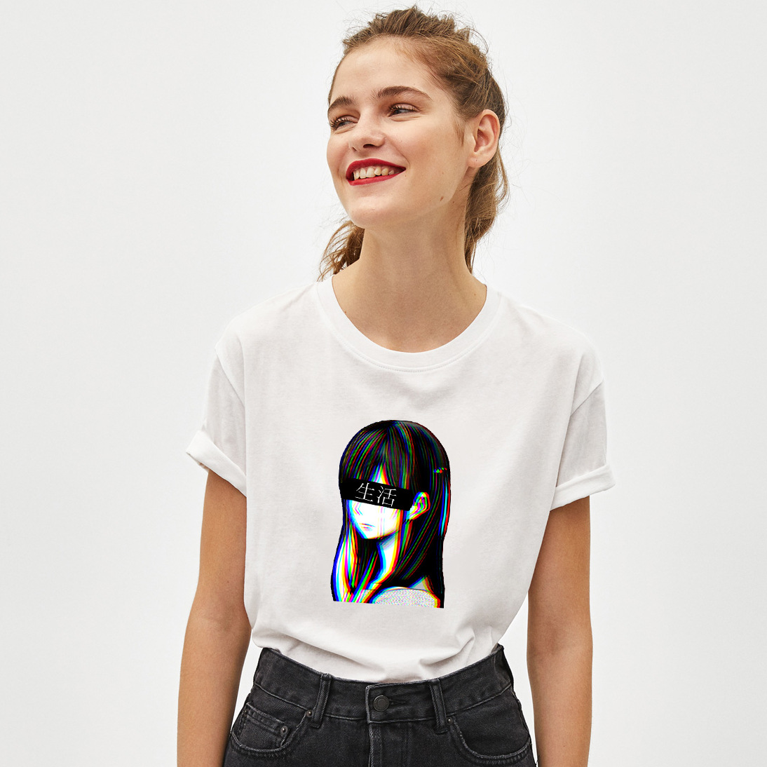 Title 6, Sad Sticker Print Short Sleeve T-shirt