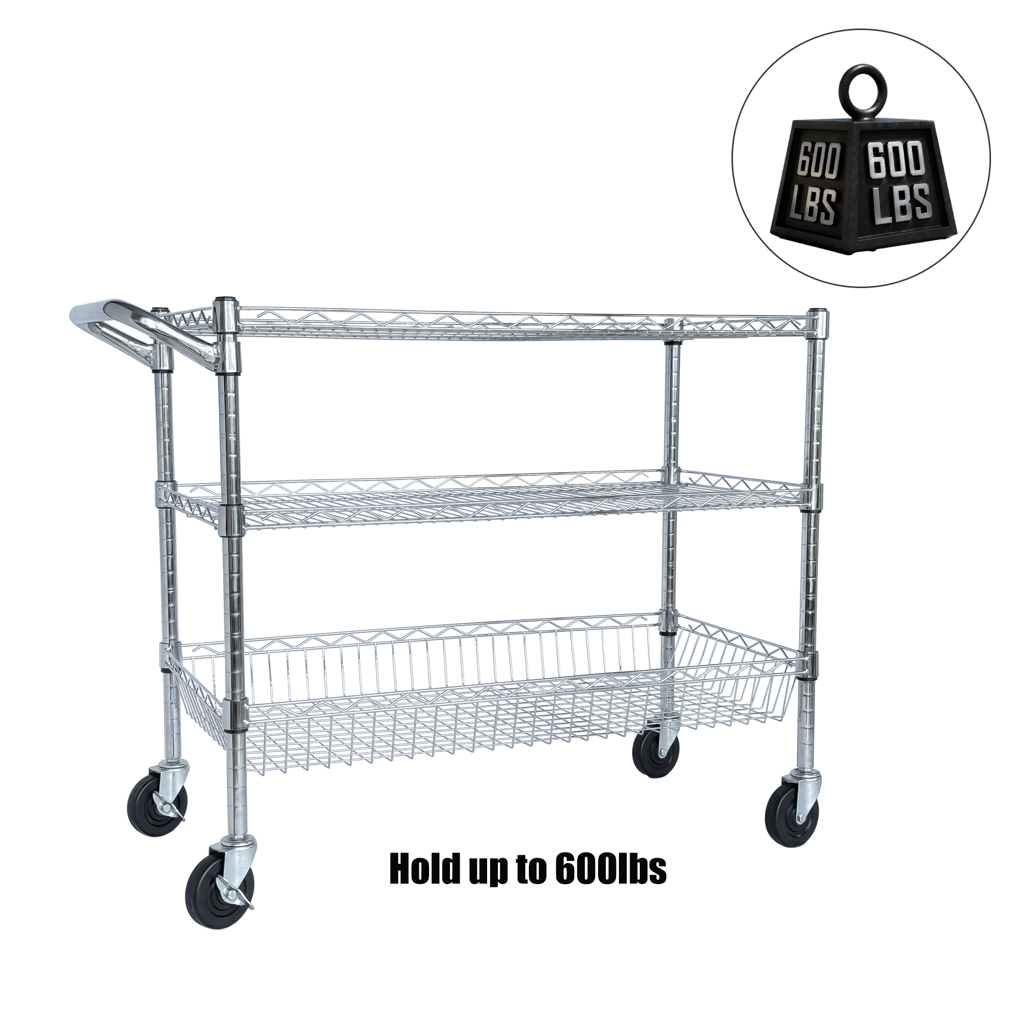 Heavy Duty Rolling Utility Cart,3 Tier Rolling Carts With Wheels,with Handle... 8