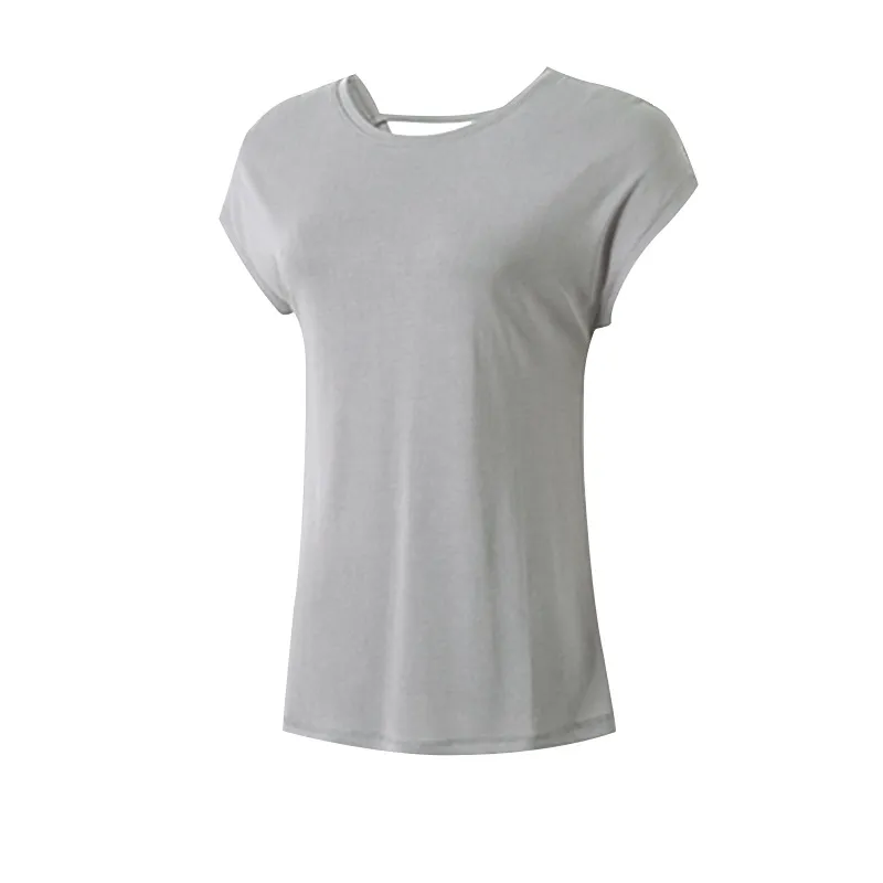 Blouse Beauty Back Quick-drying Sexy Fitness Top Yoga Wear - Light Grey