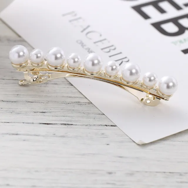 Women's Vintage Pearl Spring Hair Clip 3632Small Gold - Shop at LoveMi