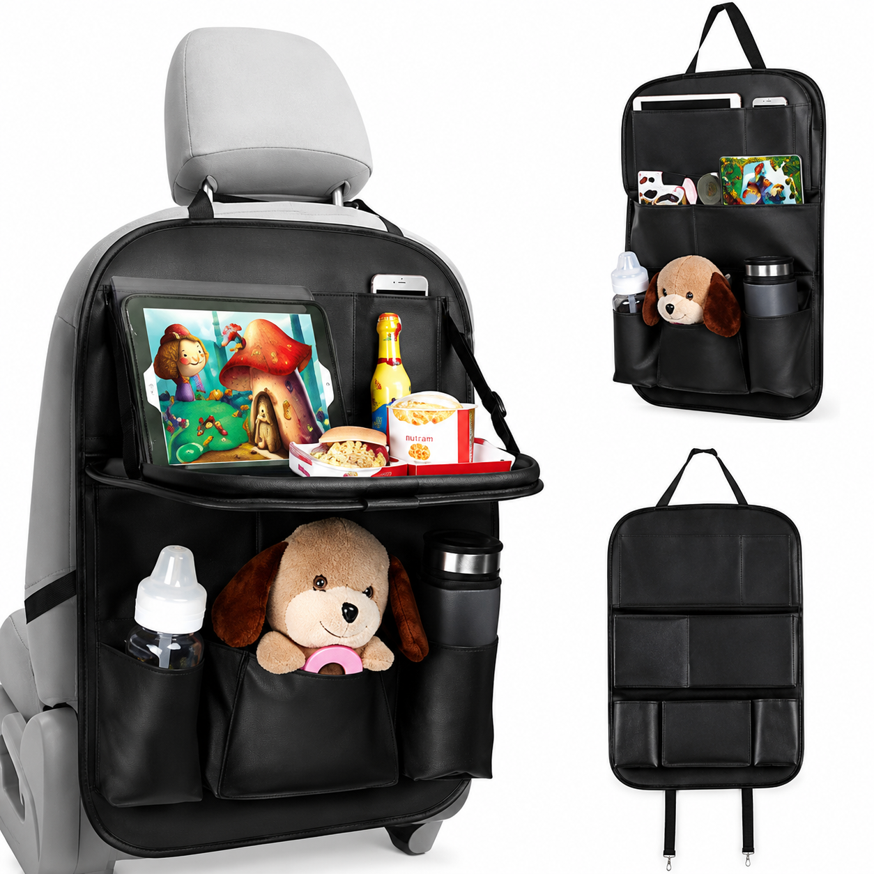 Tsumbay Foldable Stroller Back Seat Organizer Foldable Sack Holder Multi-Pocket Tray Storage Bag 4