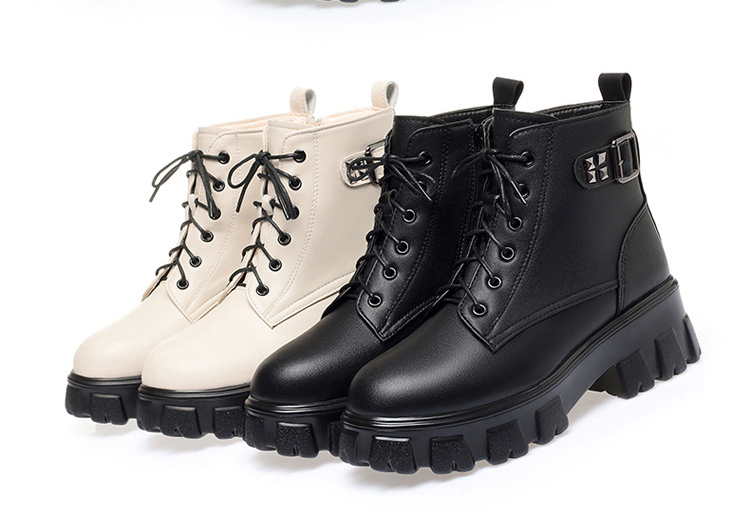 Women's Short Mid-heel Platform Martin Boots