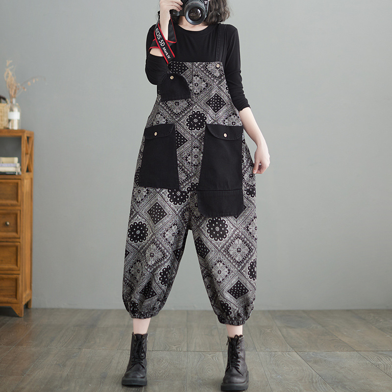 Real Shot Denim Print Women's Overalls