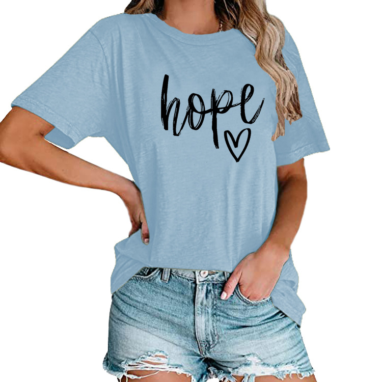 Title 10, Womens HOPE Love Print Loose T-shirt offers ef...