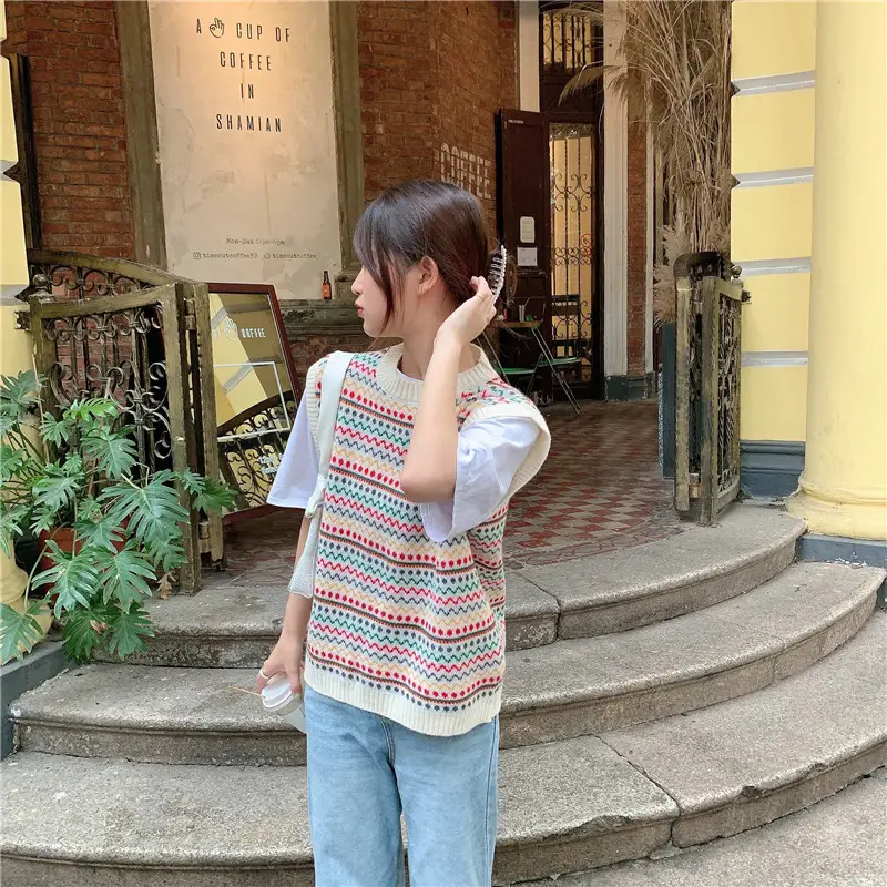 New Round Neck Knitted Outer Vest