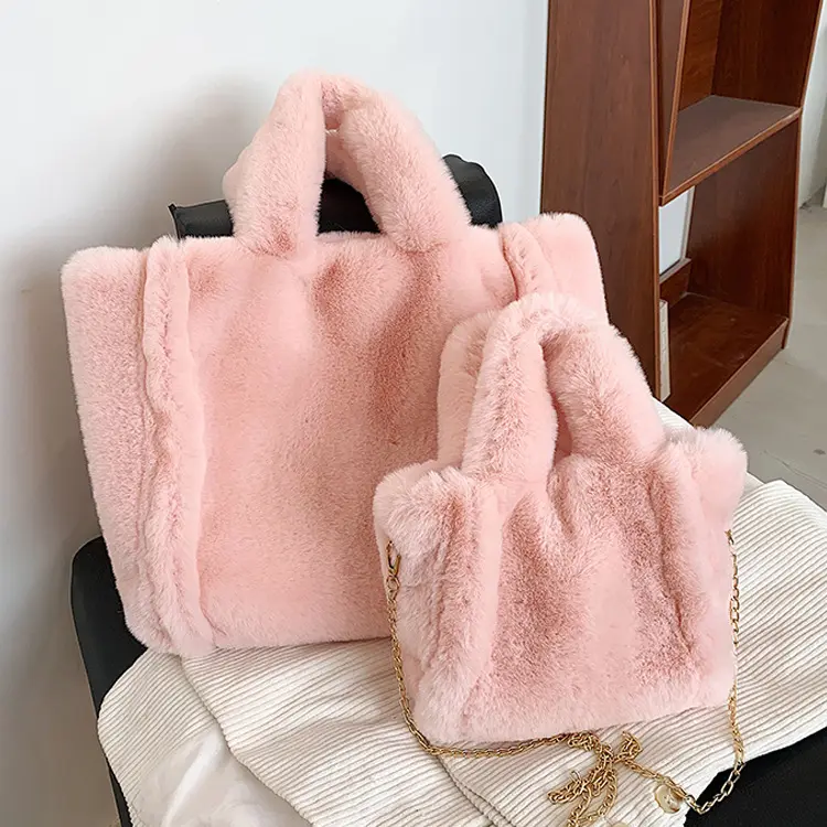 Winter Bags Chain Plush Handbag Totes Women
