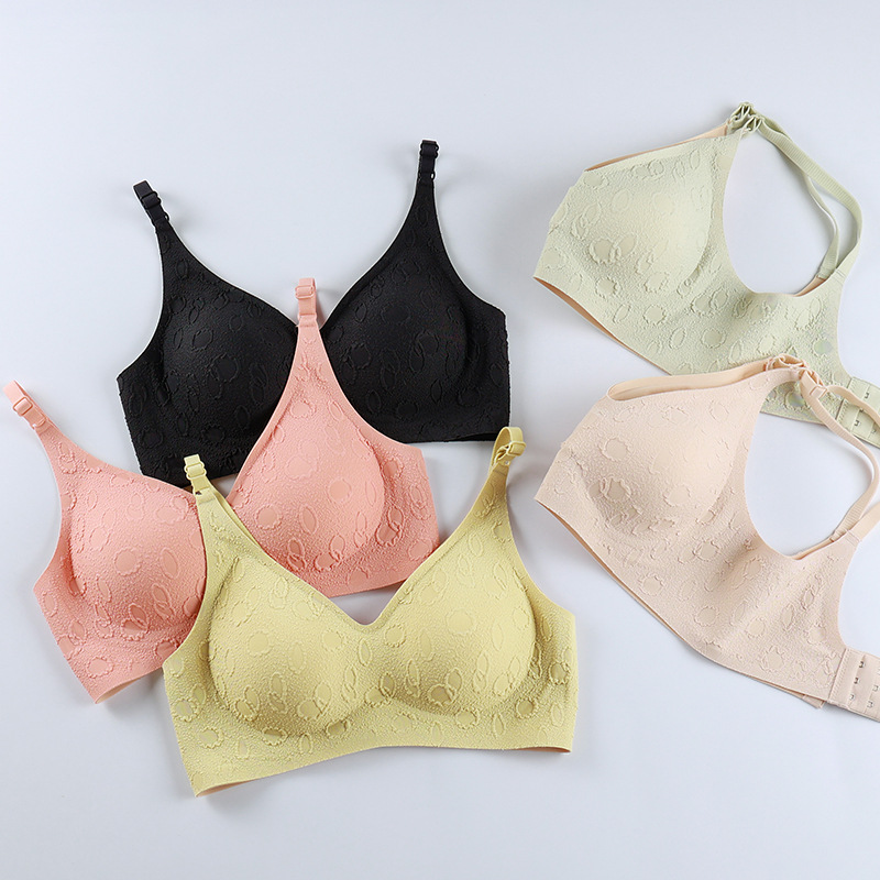 Women's Seamless Push Up Jacquard Comfort Sleeping Bra