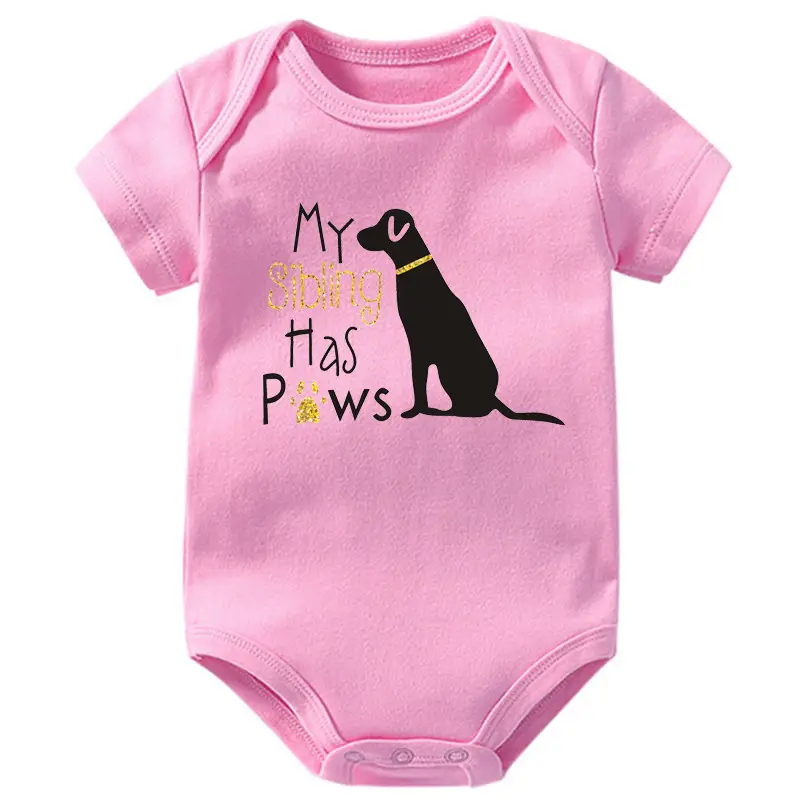 Romper Printed Baby Ins Pure Cotton Rompers One-piece My Sibling Has Paws