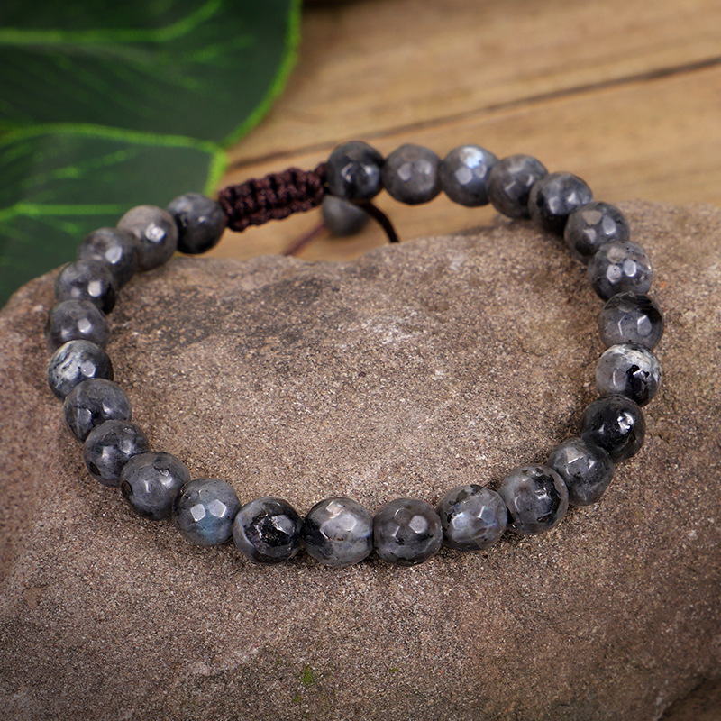 New Style Braided Bracelet With Faceted Black Shining Stone