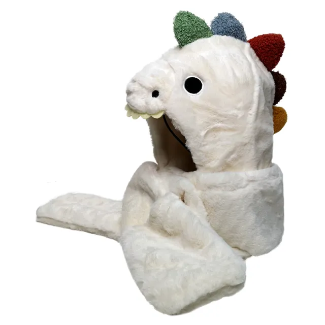 Three Dinosaurs Scarf Hat And Gloves Set White - Shop at LoveMi