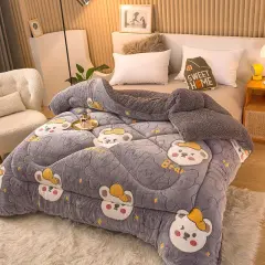 The Thick Short Fluffy Soft Warm Quilt In Autumn And Winter Brings Comfort And Good Sleep For The Family At Home - Grey - View 1