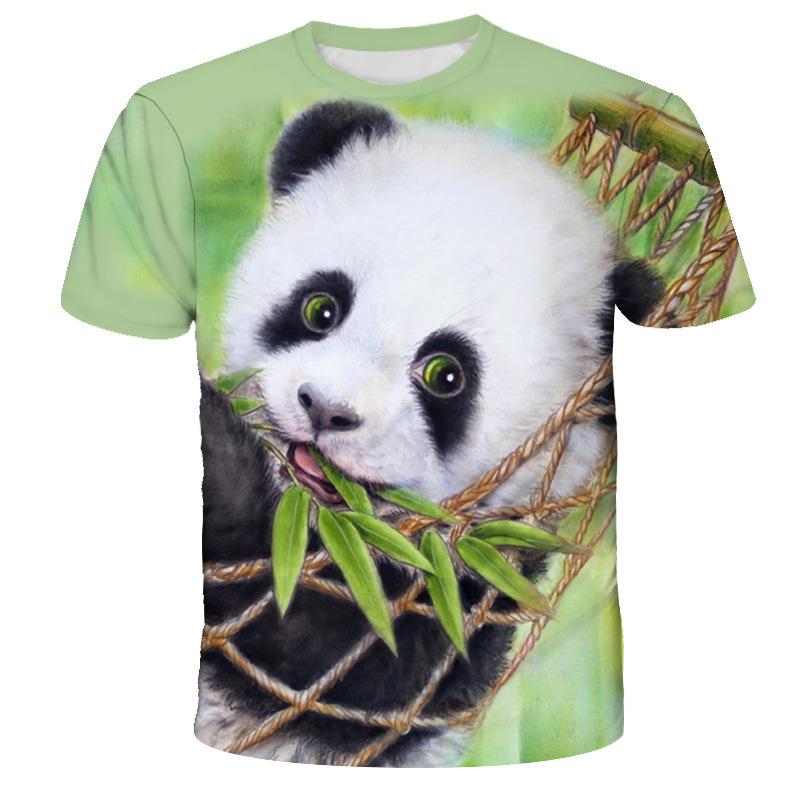 Title 2, Trendiges Rundhals-Kurzarmshirt der Panda-Serie...