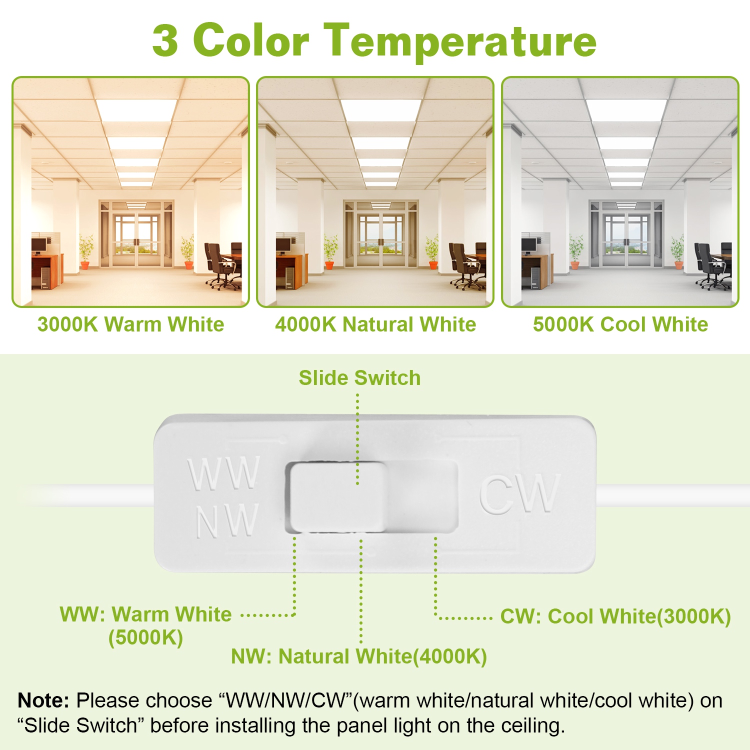 2Pcs Or 1Pcs 2FT X 2FT LED Panel Light Flat Ceiling Light 1 OR 3 Light Color Available Fedex Shipping