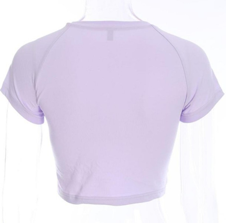 Women's Simple Printed Skinny Short T-shirt