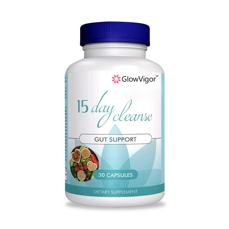 GlowVigor 15 Day Gut Cleanse - Colon Support. Natural ingredients for gentle body metabolism. Quick, gentle and healthy colon care. Fast results in 12-24 hours, promotes regular bowel movements. Easy-to-Follow Regimen, ideal for constipation, bloating.