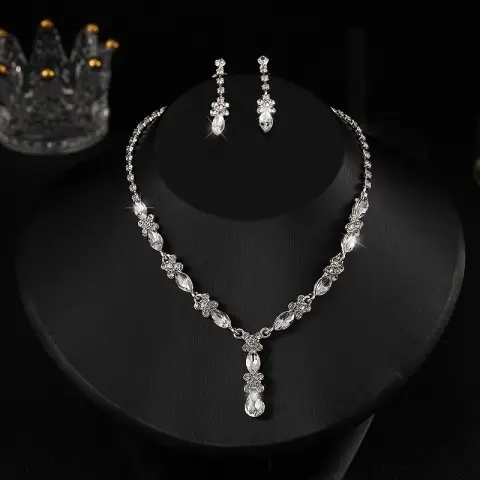 Zircon Necklace and Earrings Set