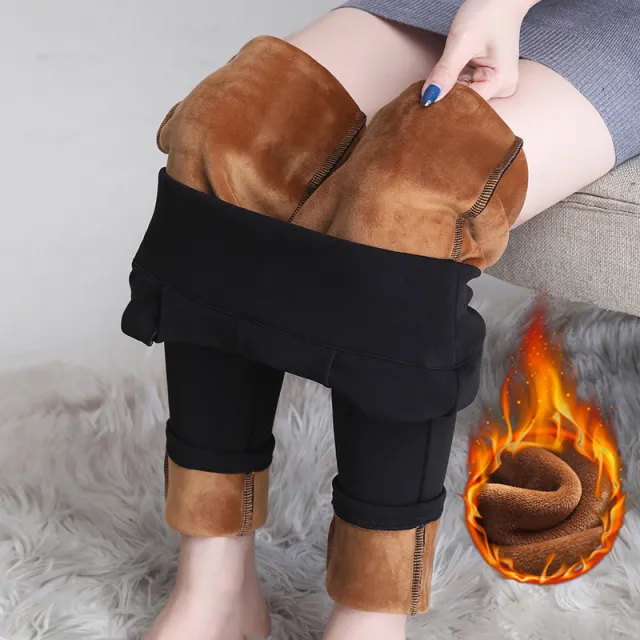 Slim High Elastic Waist White Pencil Pants Women Winter Black Fleece - Shop at LoveMi