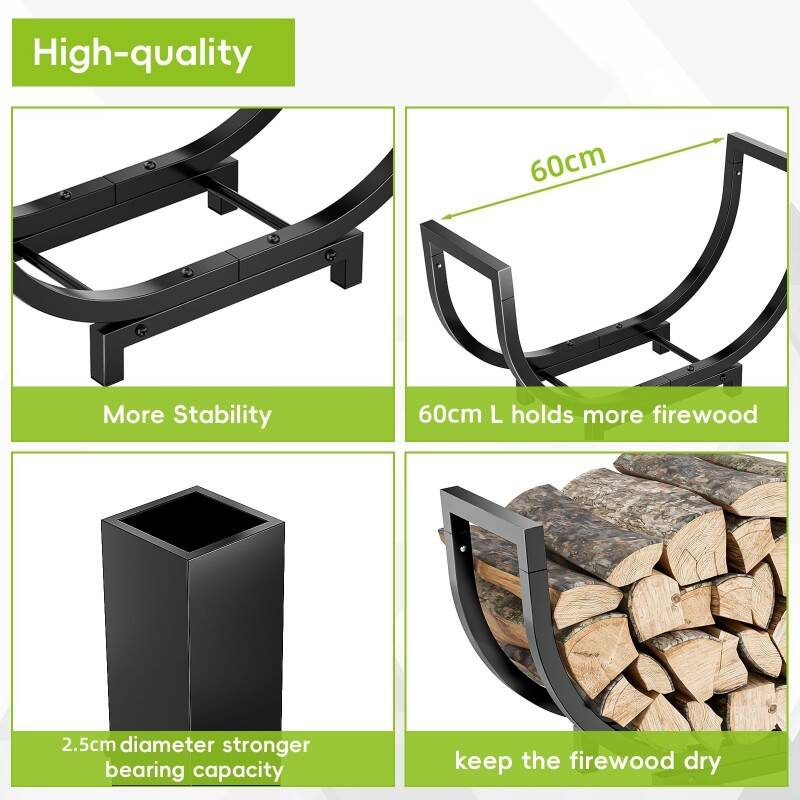 Large Capacity Log Store & Fireplace Accessories, Heavy Duty Indoor Log Storage, Versatile Wood Store For Logs Outside, Durable Wood Baskets For Logs & Stylish Log Basket For Fireplace, BBQ, Indoor &