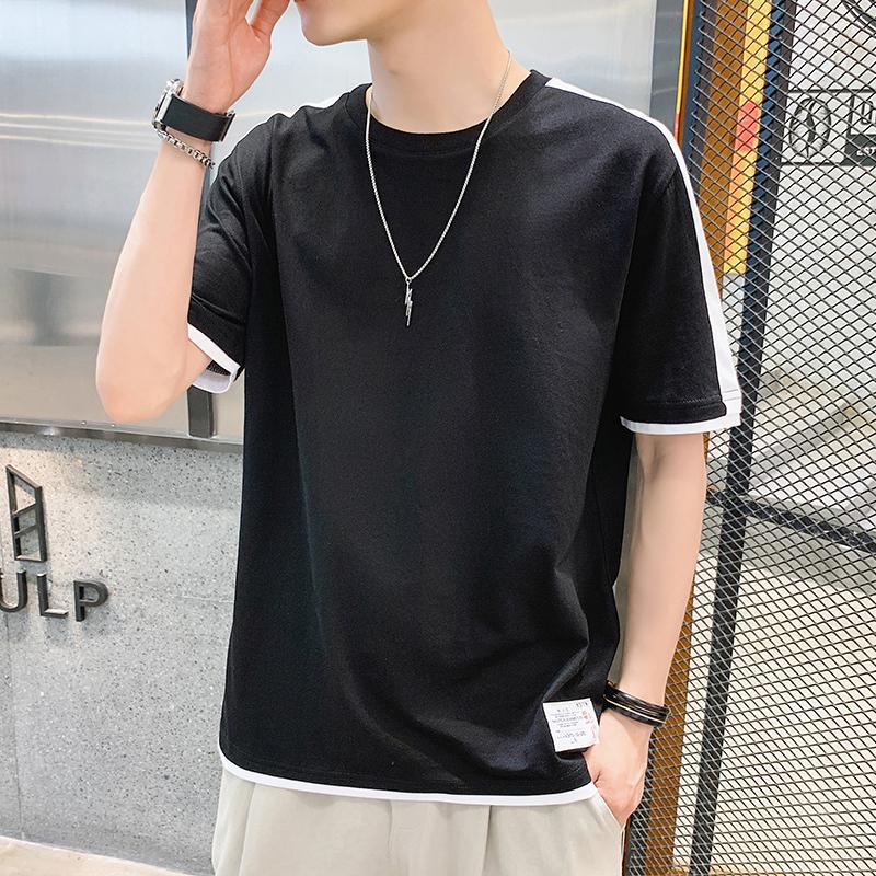 New Summer Men's Short-sleeved Round Neck T-Shirt Men's Solid Color Casual Compassionate Shirt