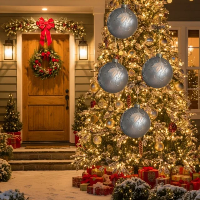 Set 3.9in Christmas Glass Ball Ornaments Tree Hanging Decor Holiday Home Party Set Silver - Shop at LoveMi