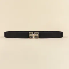 New Diamond-encrusted Women's Elastic Elastic Belt Rhinestones Shiny All-matching Fine Belt Perforation-free Multi-colour Skirt Suit Waist Decoratio... - View 1