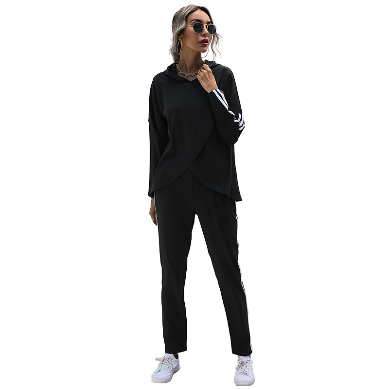 New Style Black Trousers Long-Sleeved Sweater Sports Suit Women