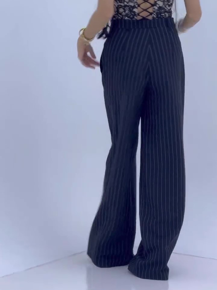 High-waisted Striped Wide-leg Pants