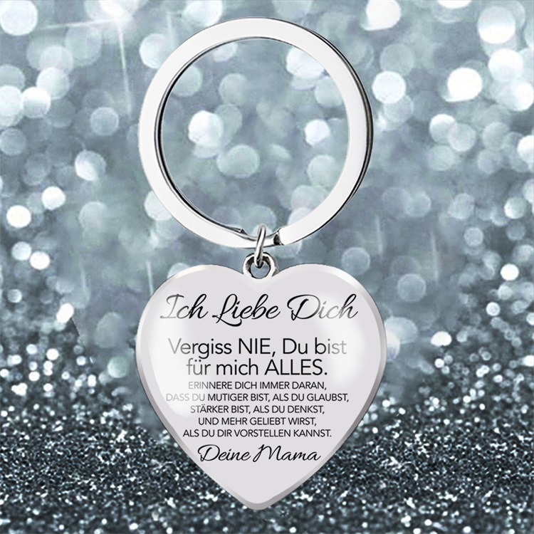 Head Jewelry Metal Drop Heart Necklace Key Ring - 3