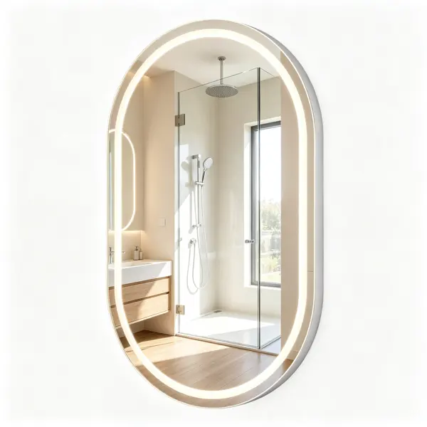32x20inch Oval LED Backlit Bathroom Mirror, 3