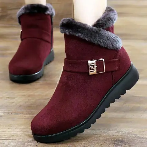 Winter Boots Women Warm Plush Snow Zipper Comfort Flats