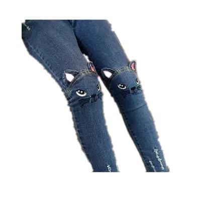 Girls' Children's Clothing Cartoon Cat Embroidery Spring and Autumn
