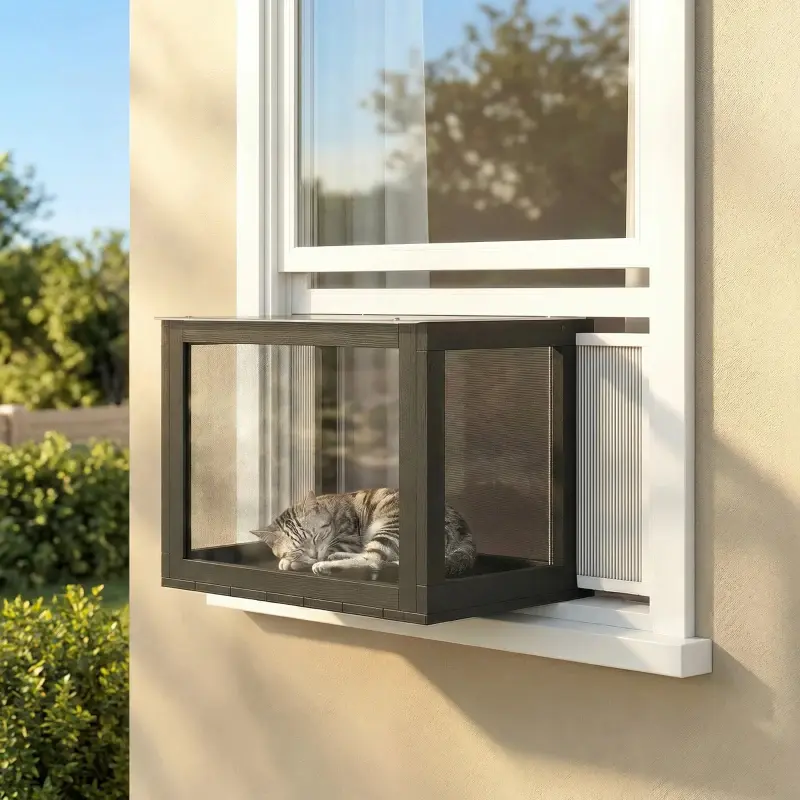 Catio Outdoor Cat Enclosure25-41Outdoor Cat House For Sunbathing, Napping & Overlooking