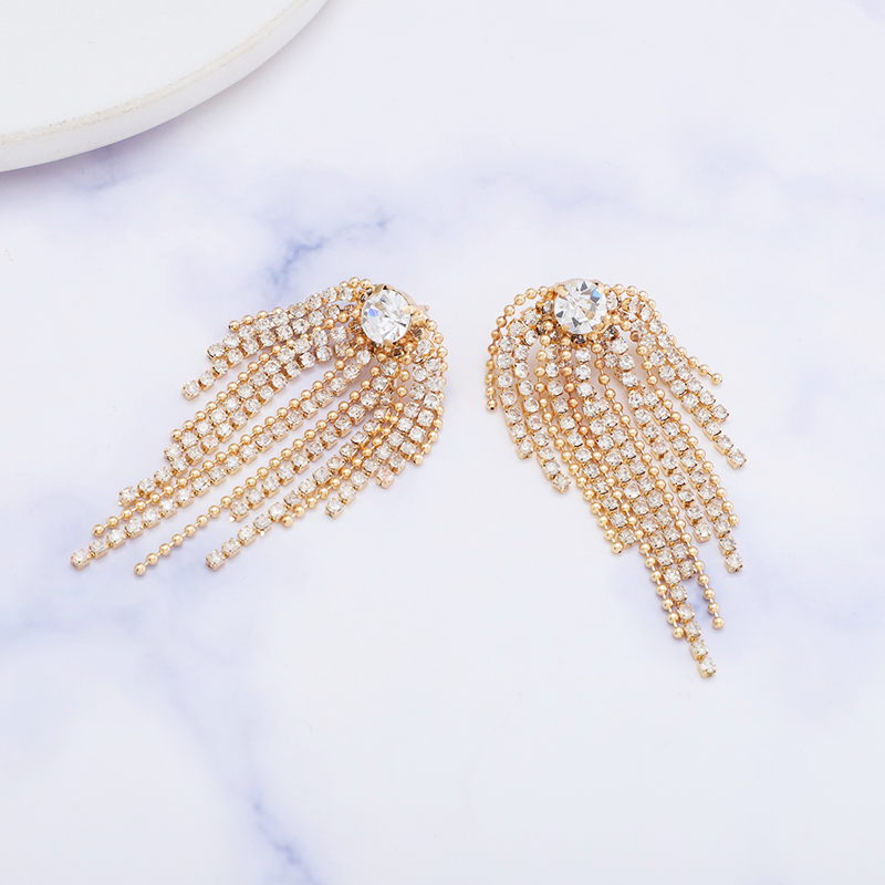 Title 5, Simple Geometric Alloy Long Tassel Earrings wit...