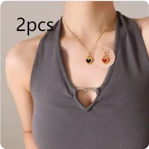Double-Sided Color Heart-shaped Necklace Ins Style Niche Design Valentine's Day Personalized Love Necklace For Women Jewelry