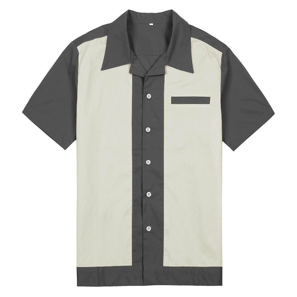 Punk Stitching Summer Short-sleeved Men's Shirt