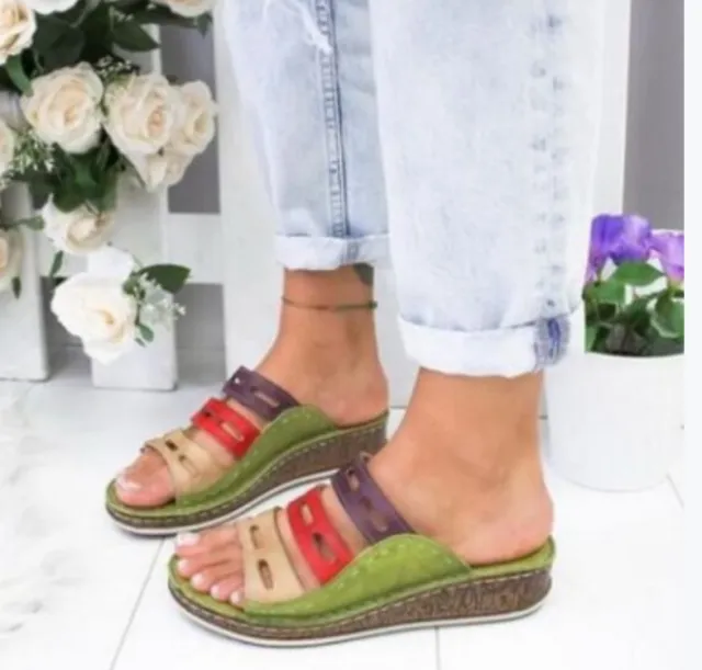 Fashion Casual Set Of Feet Women's Sandals And Slippers Green - Shop at LoveMi