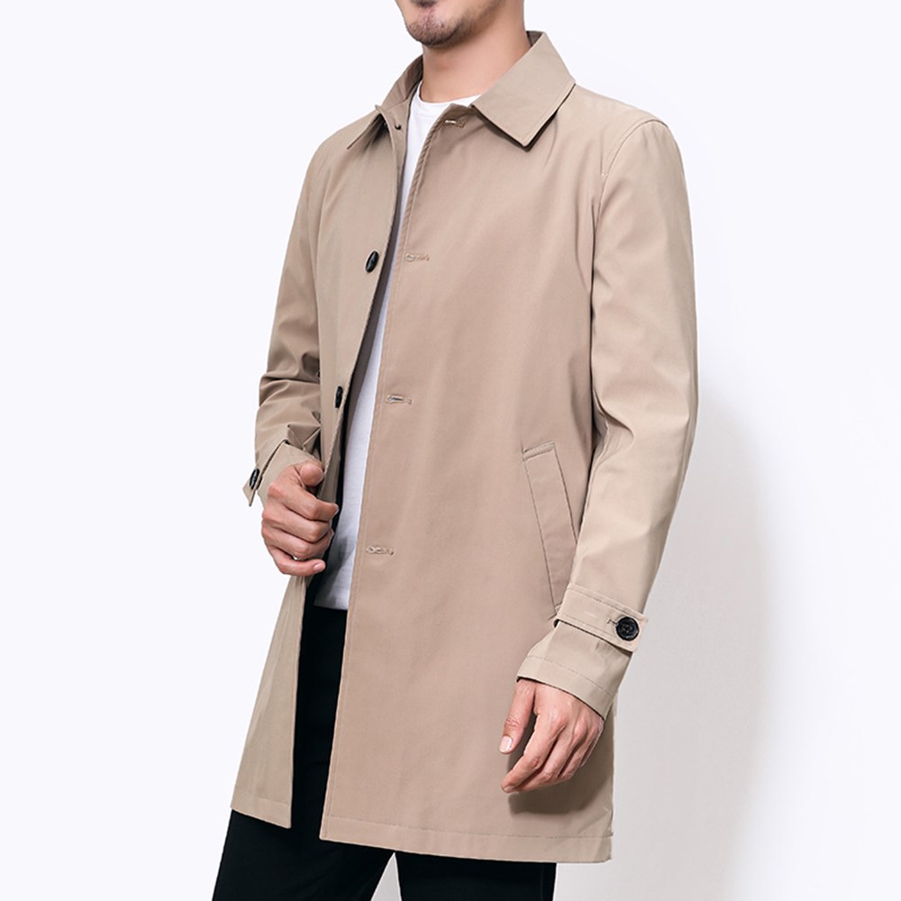 Casual Windbreaker Men's Casual Long Lapel Coat