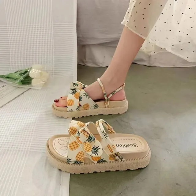 Women's Two Wear Flat Platform Sandals Pineapple 39 - Shop at LoveMi